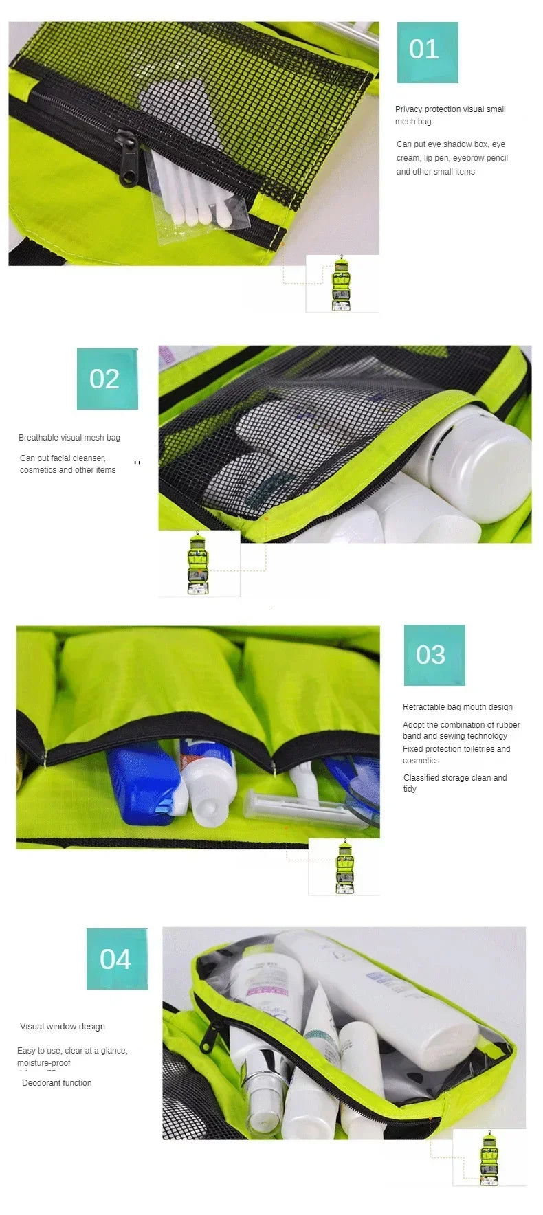 Hanging Men's Toiletry Bag Large Waterproof Cosmetic Bags Travel Organizer Lady Toiletries Makeup Toilet Foldable Bathroom Kit